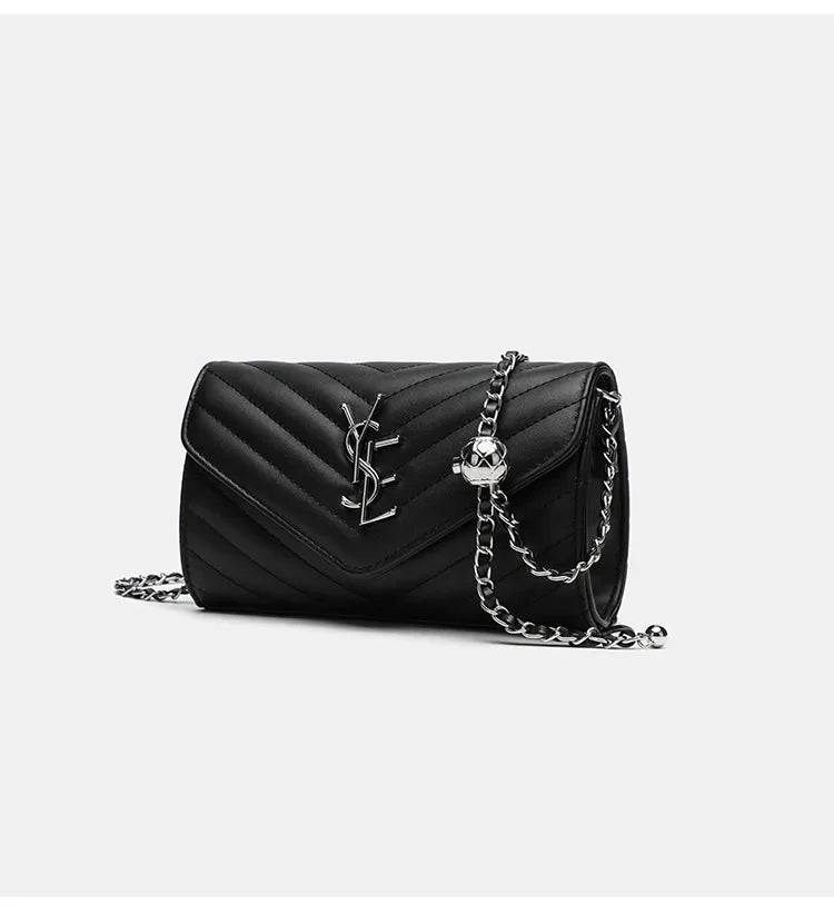 2024 New Luxury Fashionable Genuine Leather Chain Shoulder Bag Envelope Style Lightweight Women's Small Bag Soft Texture