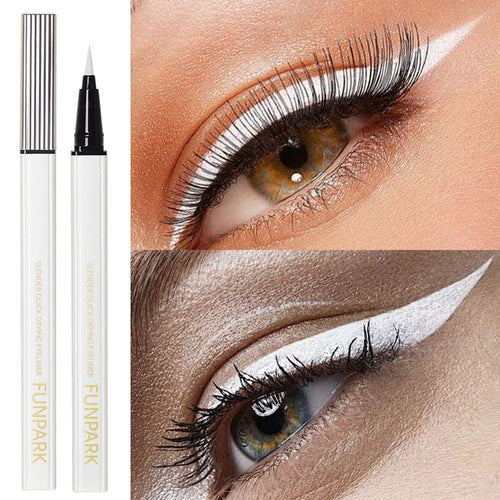 fun park 1PC White Liquid Eyeliner Pen Matte Long Lasting Waterproof Eye Liner Pencil Quick-drying Non-smudge Eye Makeup for Women Cosmet
