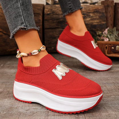 Women Platform Sneakers Casual Slip on Fashion Loafers Shoes Ladies Outdoor Breathable Tennis Sneakers Woman Zapatos De Mujer