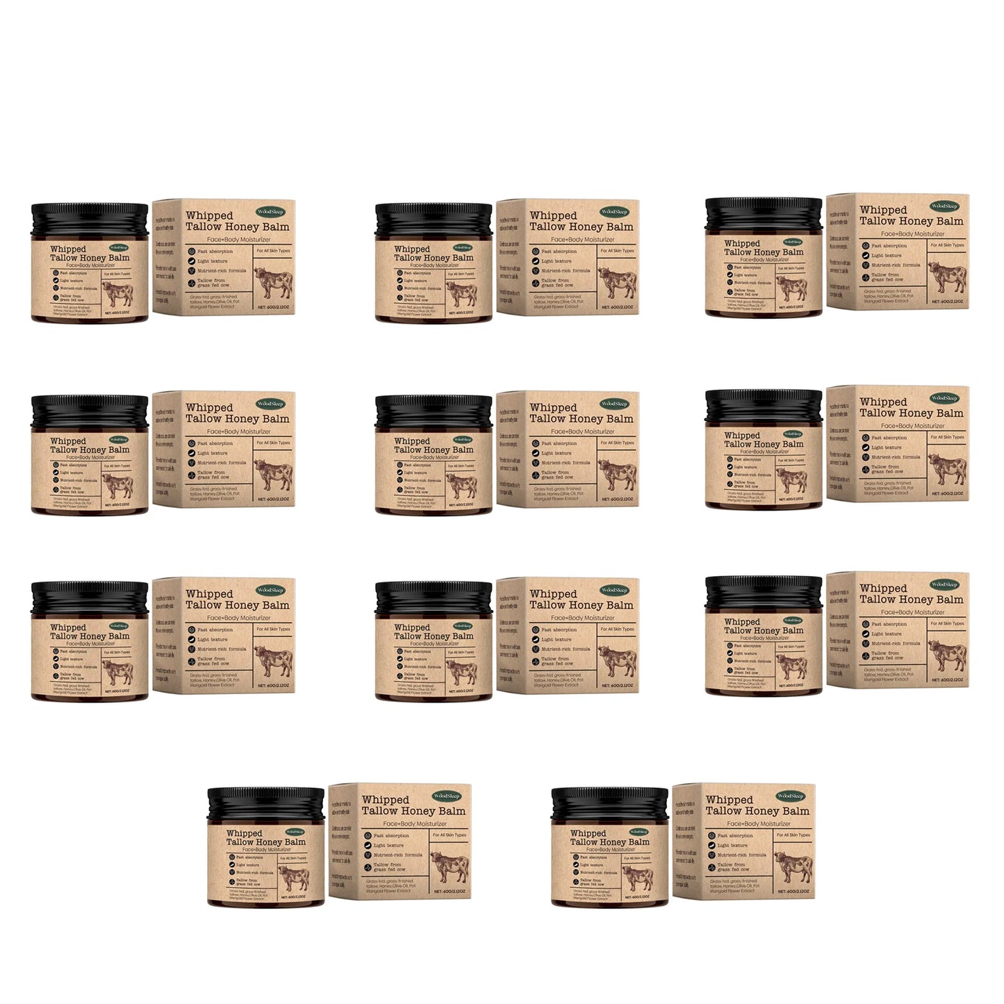 WoodSleep Beef Tallow Paste Deeply Moisturizer Brightening Wrinkle Remover Grass Fed Tallow Wild Honey Face Body Cream Skin Car