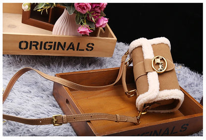 Luxury brand women's bag high-end designer 2024 new autumn and winter plush handbag single shoulder crossbody small square bag