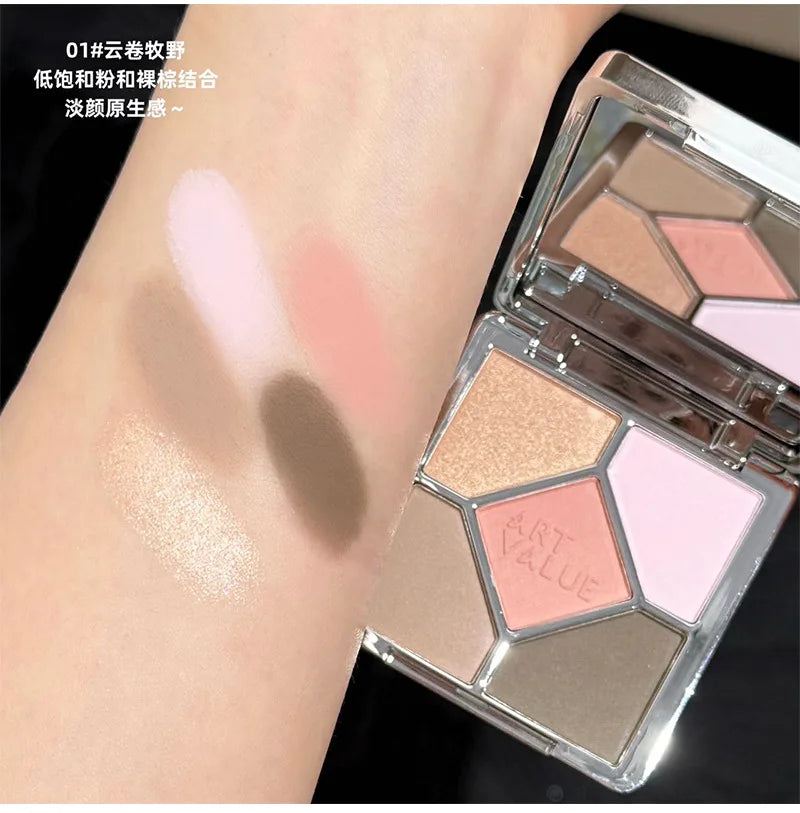 Eyeshadow Palette Blush Highlight Makeup Pearly Highgloss Shimmer Pink Brown Earth Color Fine Sequins Eye Shadow