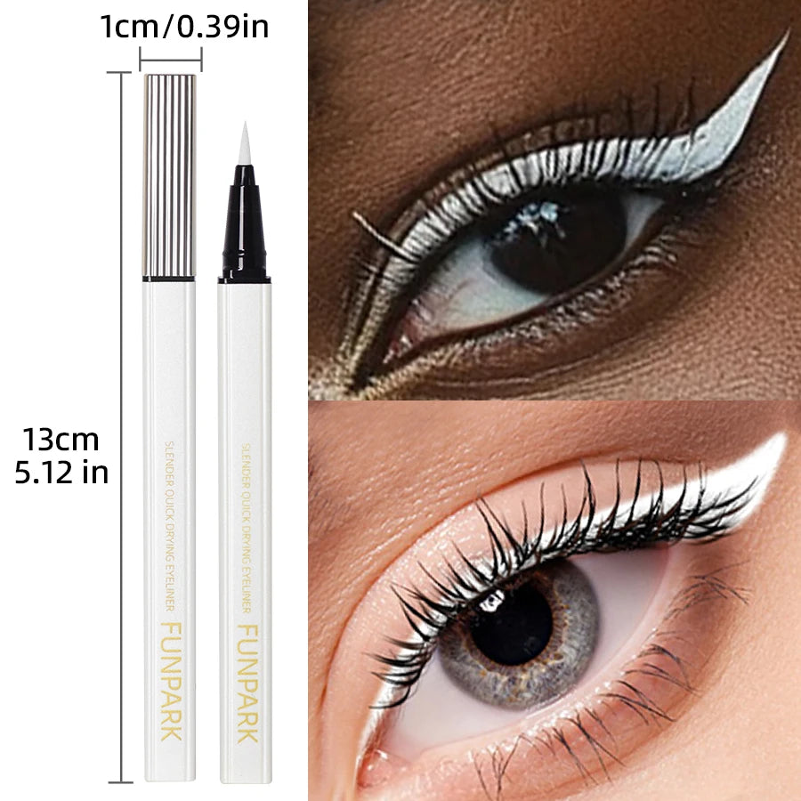 fun park 1PC White Liquid Eyeliner Pen Matte Long Lasting Waterproof Eye Liner Pencil Quick-drying Non-smudge Eye Makeup for Women Cosmet