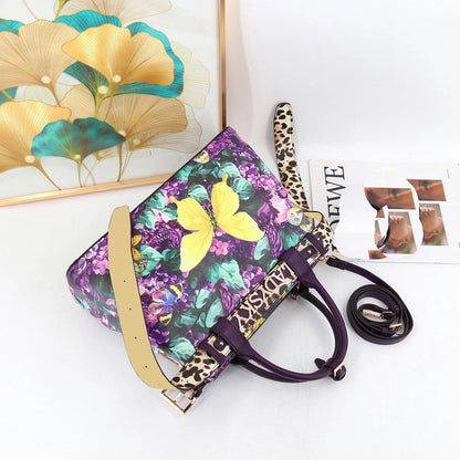 Ladysky Top Product Fashion Women's Tote Bag with Belt Super Personalized Metal Letter Handbag Printed Ladies Shoulder Bag 36 cm