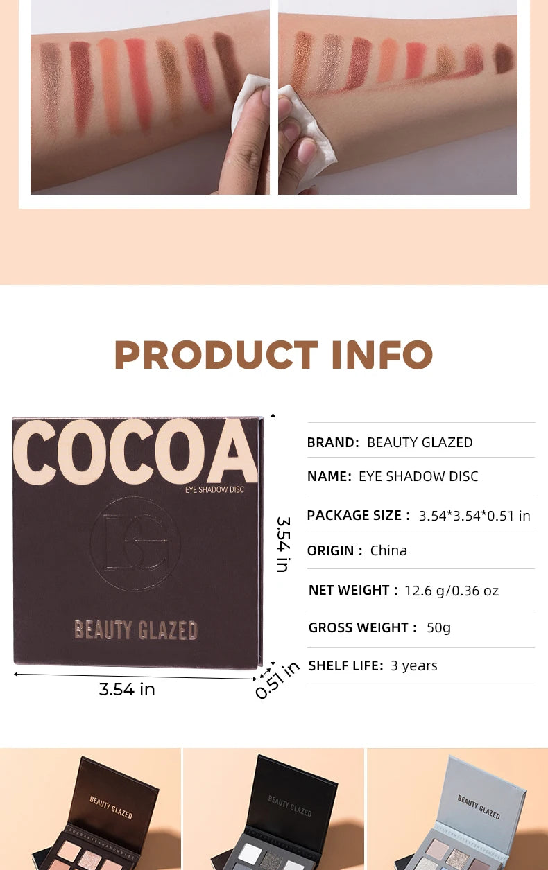 Beauty Glazed 9 Colors Eye Shadow Palette - Matte & Shimmer Pigmented Eyeshadow Discs Warm Earth Tones Makeup Powder for Eyes