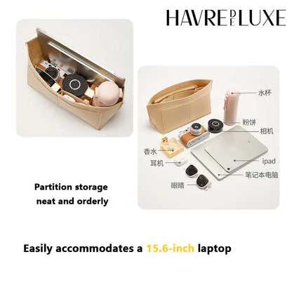 Purse Organizer insert for Handbags Base Shaper 3pc Set city33 Felt Organizer Insert Large Tote Bag Organizer with Zipper