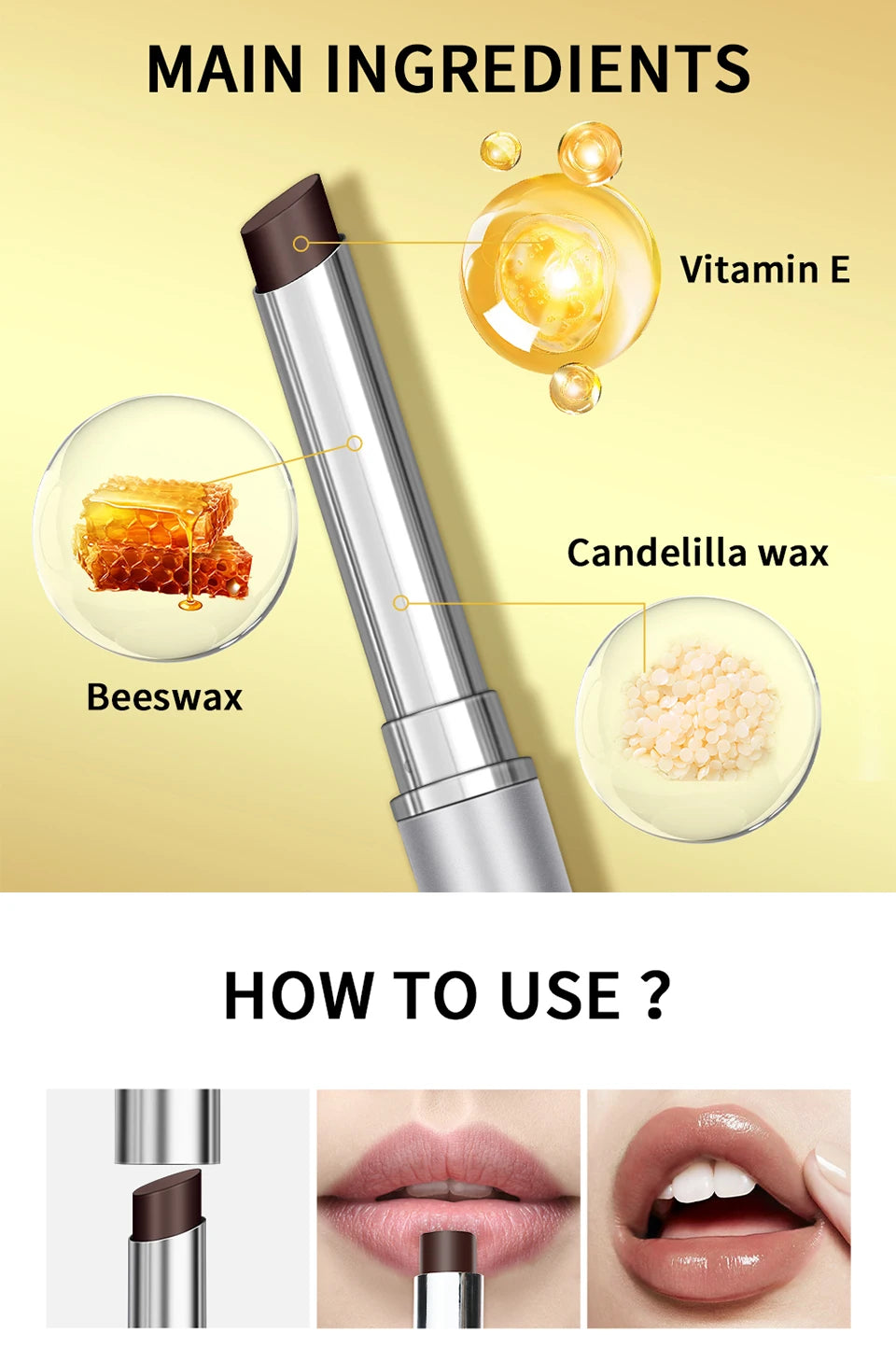 Tinted Lip Balm in Black Honey Vitamin E Smooth Almost Lipstick Nourishing&Moisturizing Enhancing Natural Color Lip Care Makeup