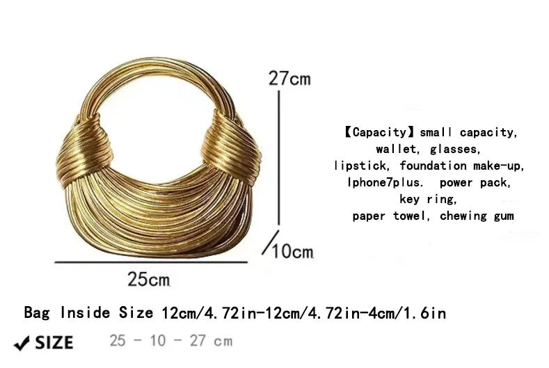 Handbags for Women 2025 New Gold Luxury Designer Brand Handwoven Noodle Bags Rope Knotted Pulled Hobo Silver Evening Clutch Chic