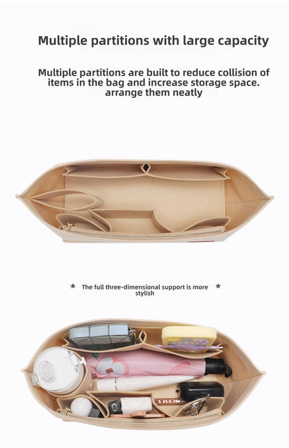Purse Organizer insert for Handbags Base Shaper 3pc Set city33 Felt Organizer Insert Large Tote Bag Organizer with Zipper