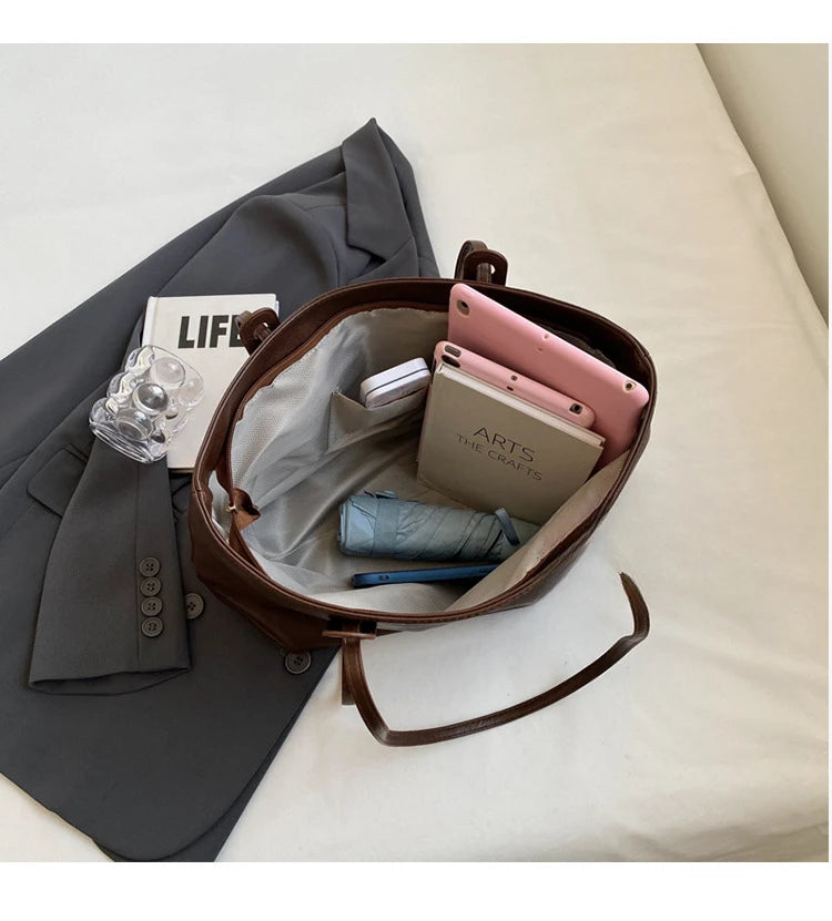 Large Capacity Women's Tote Bag 2023 Winter Fashion Trend Leather Shoulder Bags Office Handbag