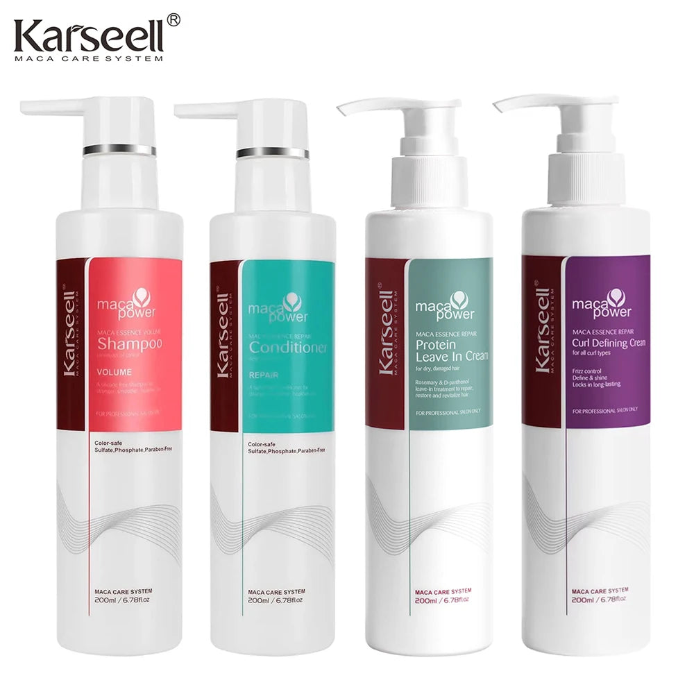 Original Karseell Volume Shampoo and Conditioner Argan Oil Moisturizing Smooth Leave in Cream Curl Defining Cream Hair Care Set