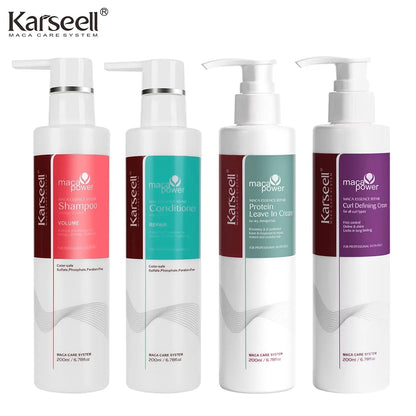 Original Karseell Volume Shampoo and Conditioner Argan Oil Moisturizing Smooth Leave in Cream Curl Defining Cream Hair Care Set