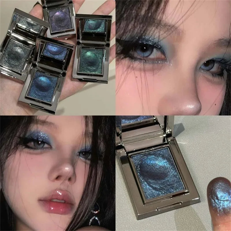 Diamond Monochrome Highlighter Eyeshadow Palette Chameleon Metallic Green Brighten Eye Shadow Fine Flash Eye Makeup Cosmetic