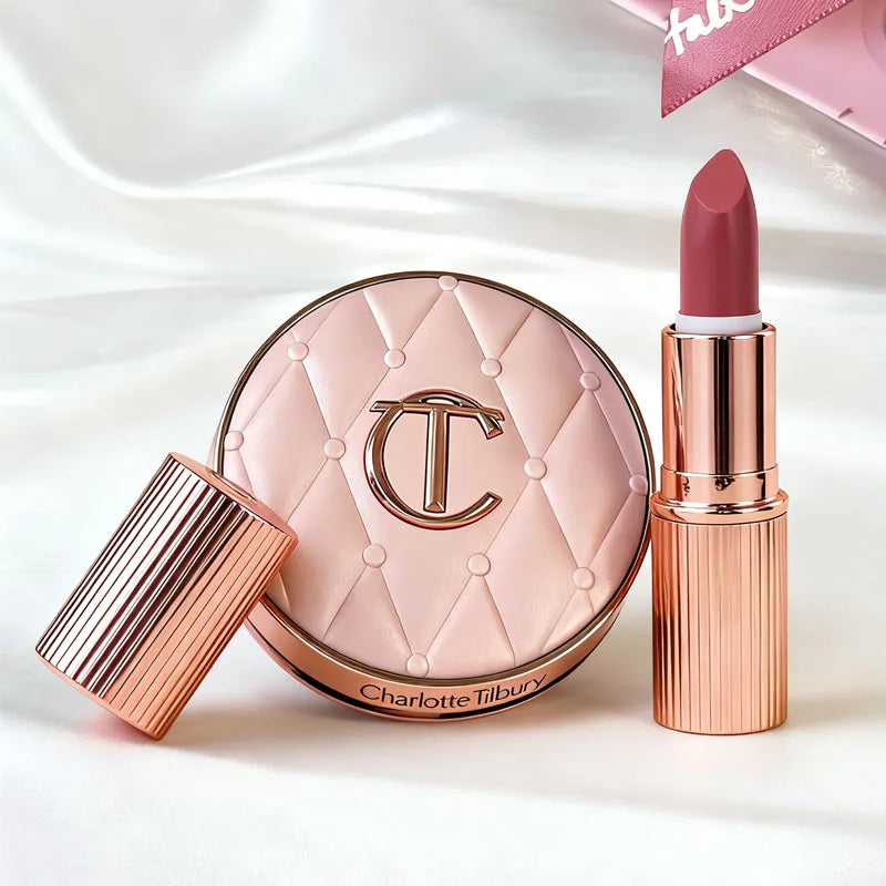 Charlotte Tilbury Shimmer Makeup Air Cushion Lip Gloss Small Gold Tube 7-color Lipstick Show Complexion Celebrity Same Makeup