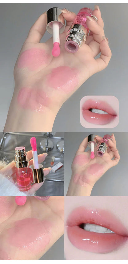 Moisturizing Glass Lip Oil Purple Jelly Violet Transparent Plumper Lip Gloss Makeup Nutritious Liquid Lipstick Brush Lip Care