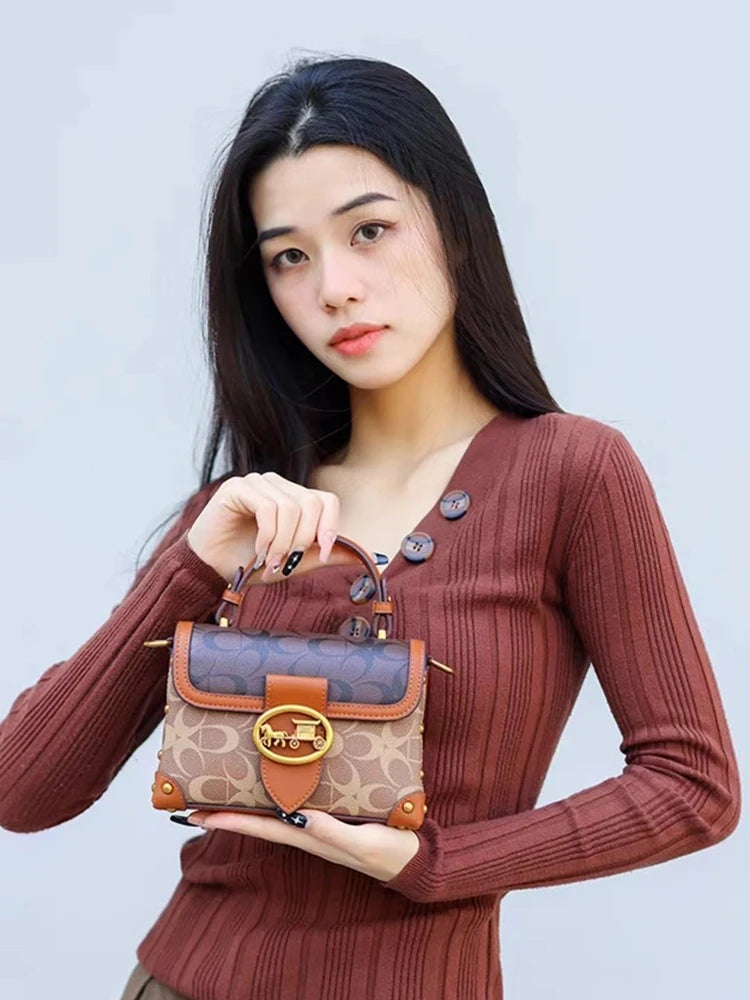 Brand premium women's bag graffiti box small square bag 2024 new autumn and winter designer handbag single shoulder crossbody ba