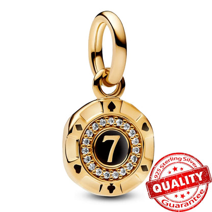 Gorgeous 925 Sterling Silver Stones & Enamel Clip Beads & Seahorse Dangle Charm Fits Bracelet For Women Gold Necklace Pendant