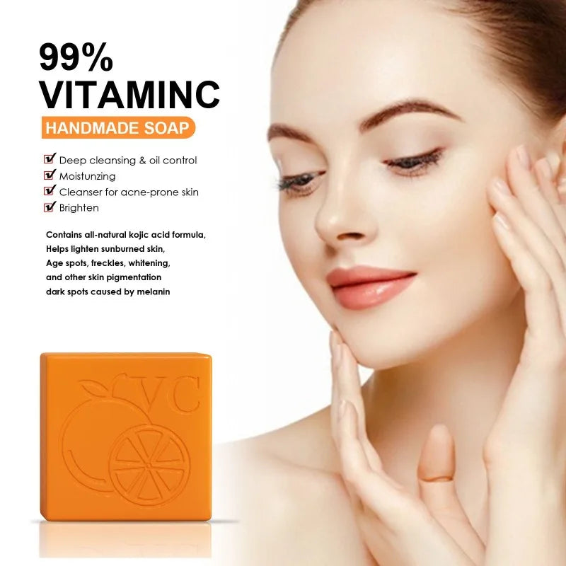 Vitamin C Handmade Soap Body Brightening Oil Control Smooth Soft Skin Moisturizing Exfoliating Anti Mite Facial Cleansing Soap