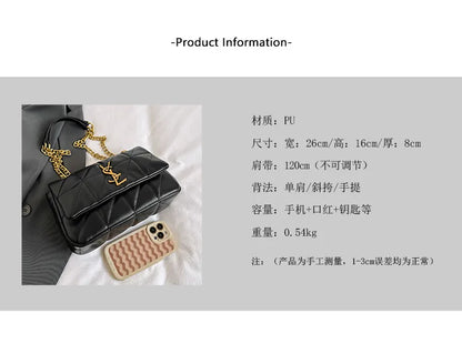 New Xiaoxiangfeng diamond grid chain bag, stylish and versatile, large capacity diagonal span small square bag