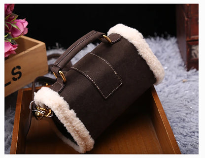 Luxury brand women's bag high-end designer 2024 new autumn and winter plush handbag single shoulder crossbody small square bag