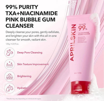 Pink TXA Purity 99% Microneedle Essence Facial Cleanser Toning Shot Serum Niacinamide Deep Cleaning APRILSKIN Korean Facial Skin