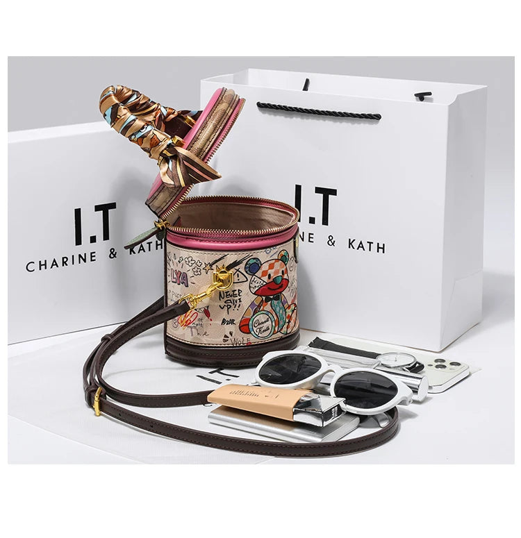 Women's handbag 2023 new fashion designer cylinder bag handbag single shoulder crossbody women's bag small bag