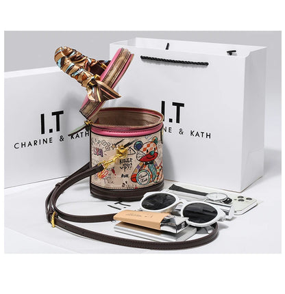 Women's handbag 2023 new fashion designer cylinder bag handbag single shoulder crossbody women's bag small bag