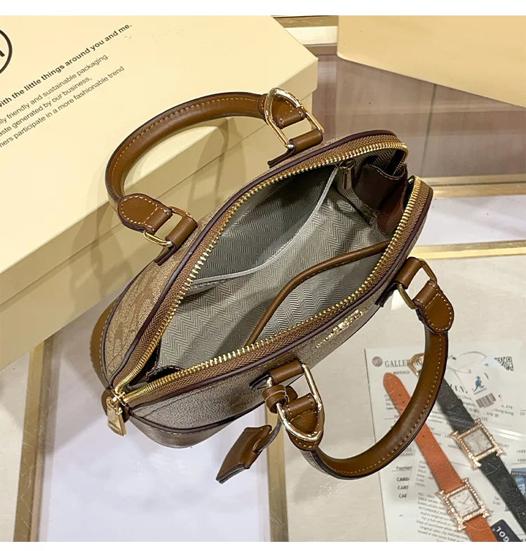 Brand women's handbag shell bag 2025 new high-end retro handbag shoulder bag versatile light luxury crossbody women's bag trend