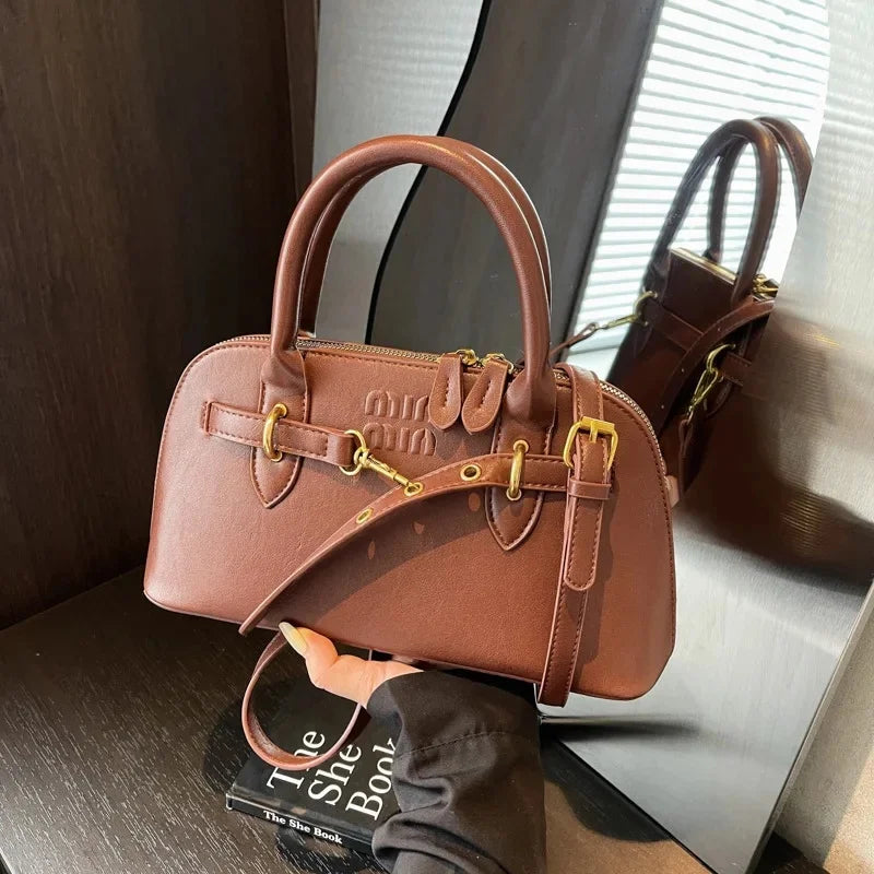 Fashionable Retro Shell Handbag Women's Crossbody Bag Versatile Autumn Winter Handbag Single Shoulder Bag with Zipper Closure