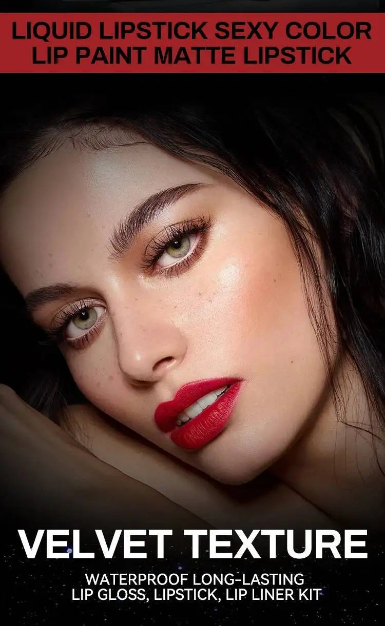 MLSMILE Makeup Set Holiday Gift Box 5pc/set Gloss Waterproof Moisturizing Long-lasting Liquid Lipstick Lip Liner New