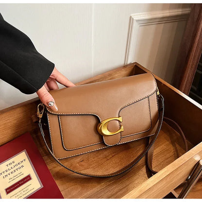 2025 New Women's High-End Pure Color Simple Square Bag Multi-Layer Commuting Single Shoulder Bag Neutral Minimalist Style