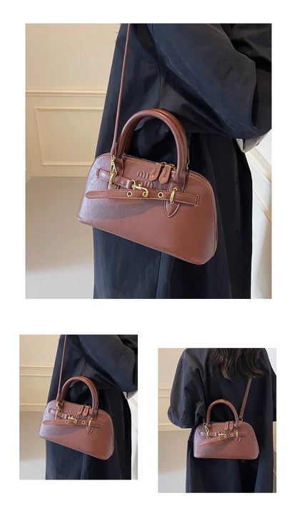 Fashionable Retro Shell Handbag Women's Crossbody Bag Versatile Autumn Winter Handbag Single Shoulder Bag with Zipper Closure