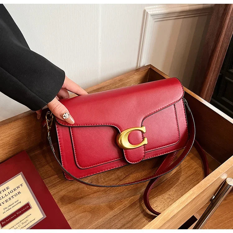 2025 New Women's High-End Pure Color Simple Square Bag Multi-Layer Commuting Single Shoulder Bag Neutral Minimalist Style