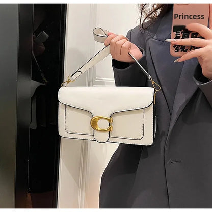 2025 New Women's High-End Pure Color Simple Square Bag Multi-Layer Commuting Single Shoulder Bag Neutral Minimalist Style