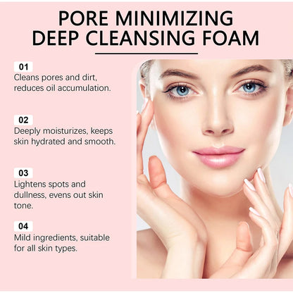 1/2/3/5 Pcs Centella Pore Minimizing Deep Cleansing Foam,Facial Skin Cleanser Moisturizing Soothing,Remove Pore-Clogging Debris