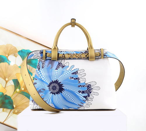 Ladysky Top Product Fashion Women's Tote Bag with Belt Super Personalized Metal Letter Handbag Printed Ladies Shoulder Bag 36 cm