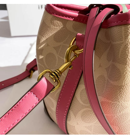 Light luxury women's handbag, retro carriage drawstring bucket bag, 2025 new style bag, high-end single shoulder crossbody bag