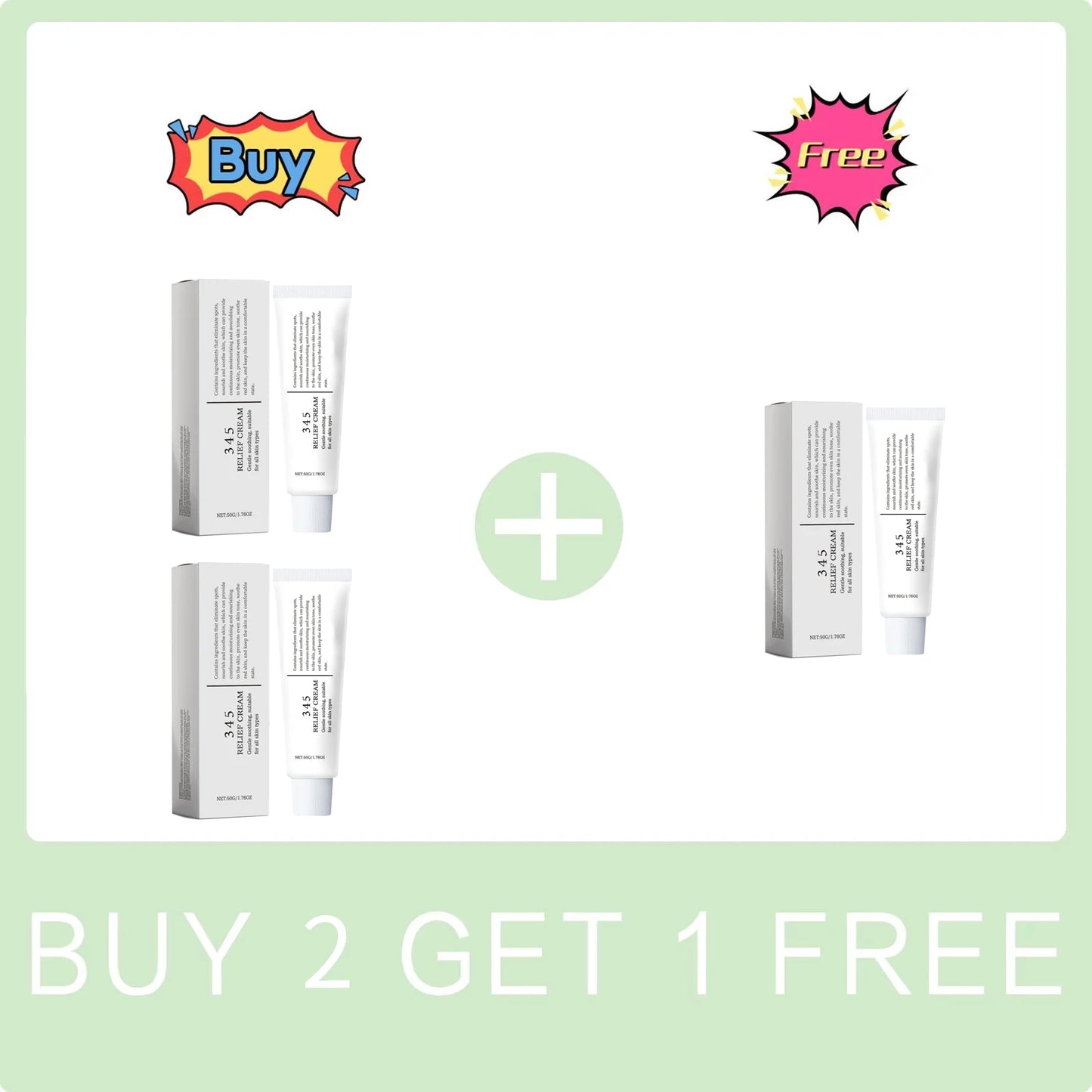 345 Relief Cream Reduce Redness Soothing Care Face Lifting Brightening Even Skin Tone Tone Beauty Moisturizing Smooth Cream 50g