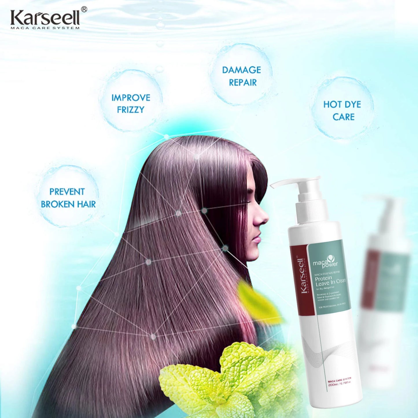 Original Karseell Volume Shampoo and Conditioner Argan Oil Moisturizing Smooth Leave in Cream Curl Defining Cream Hair Care Set