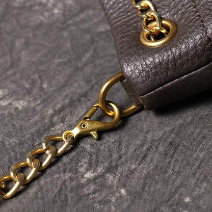 LUOKIR New Metal Drawstring Versatile Women's Handbag Genuine Leather Chain Crossbody Bag Vintage Bucket Bag Mobile Phone Bag