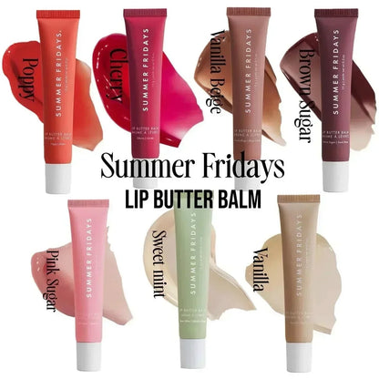 Fashion Summer Fridays Cherry Pink Sugar Vanilla  Lip Balm Moisturizing Lipstick Set Soft Tube Mirror Lip Gloss Lip Makeup Care