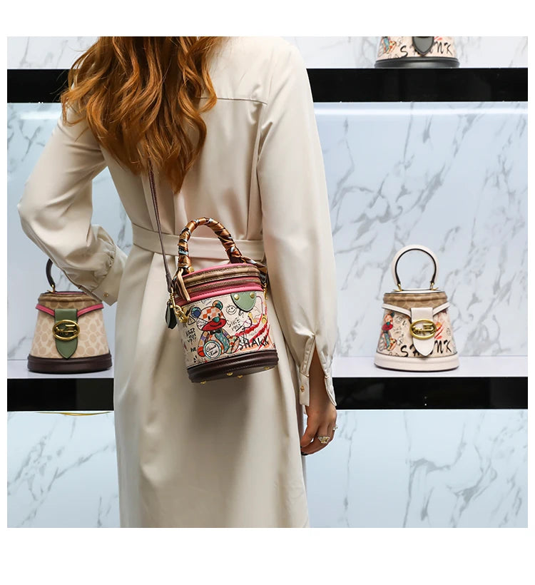 Women's handbag 2023 new fashion designer cylinder bag handbag single shoulder crossbody women's bag small bag