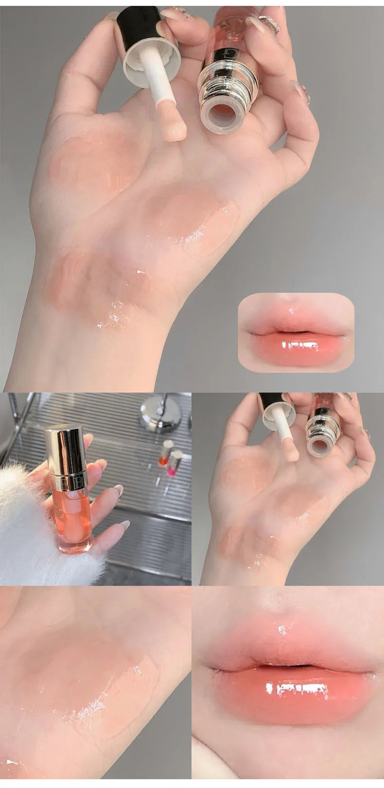 Moisturizing Glass Lip Oil Purple Jelly Violet Transparent Plumper Lip Gloss Makeup Nutritious Liquid Lipstick Brush Lip Care