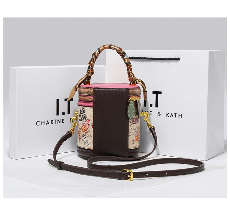 Women's handbag 2023 new fashion designer cylinder bag handbag single shoulder crossbody women's bag small bag