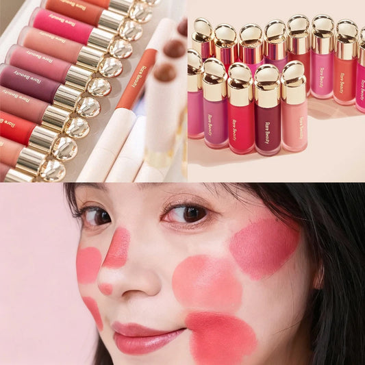 rare beauty Liquid Blush Cream Eyes Mositure Peach Face Contour Shadow Blusher Plump Natural Cheek Makeup Lip Gloss Matte Lipstick