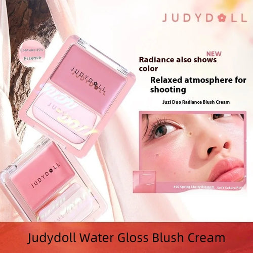 Judydoll Dewy Water Glow Cream Blush & Highlighter Stick Palette - Multi-Use, Buildable Color, Blurring Airy Effect for Face