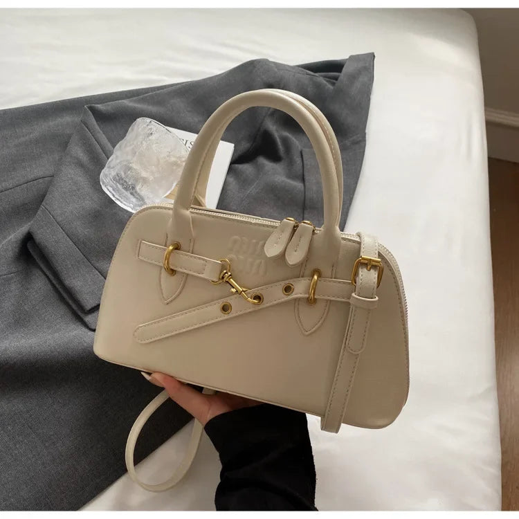 Fashionable Retro Shell Handbag Women's Crossbody Bag Versatile Autumn Winter Handbag Single Shoulder Bag with Zipper Closure