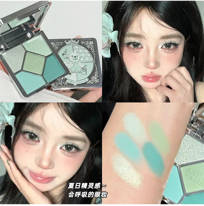 Eyeshadow Palette Blush Highlight Makeup Pearly Highgloss Shimmer Pink Brown Earth Color Fine Sequins Eye Shadow