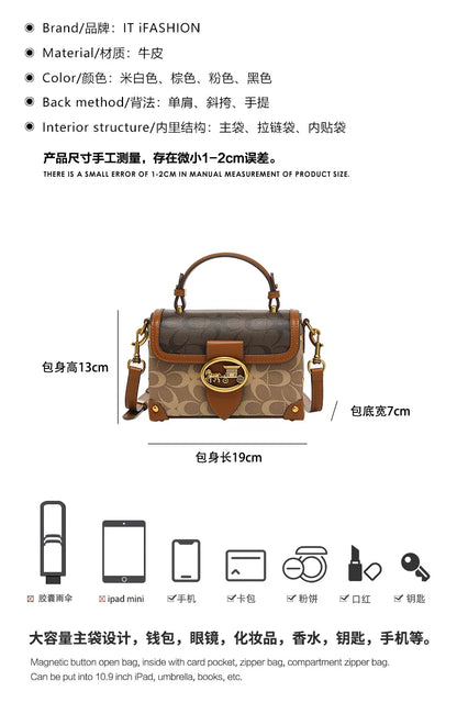 New minimalist and fashionable small handbag, contrasting color women's bag, high-end carriage crossbody bag, portable box bag