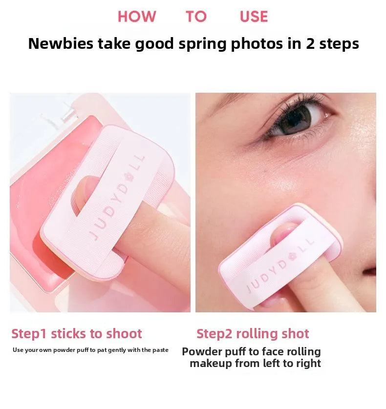 Judydoll Dewy Water Glow Cream Blush & Highlighter Stick Palette - Multi-Use, Buildable Color, Blurring Airy Effect for Face